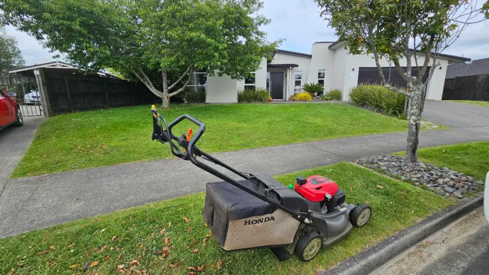 Freshly mowed front lawn, Bay of Plenty home